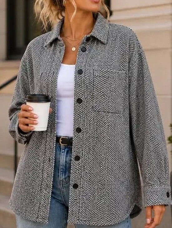Athleta Tops - Athleta Textured Shirt Jacket in Black & White